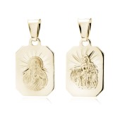 Pandantiv argint placat cu aur galben cu dubla fata Jesus Christ / The Virgin Mary DiAmanti M0247G-DIA
